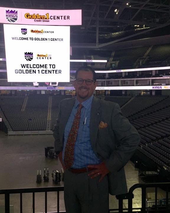 Public official standing inside Golden 1 Center in Sacramento