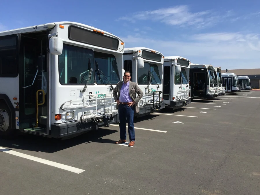 Randall Stone at the B-Line bus lot