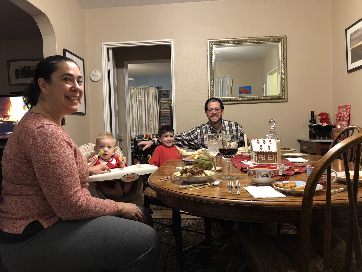 Krista, Randall, Rhys and Karden Stone together at Christmas dinner in 2018