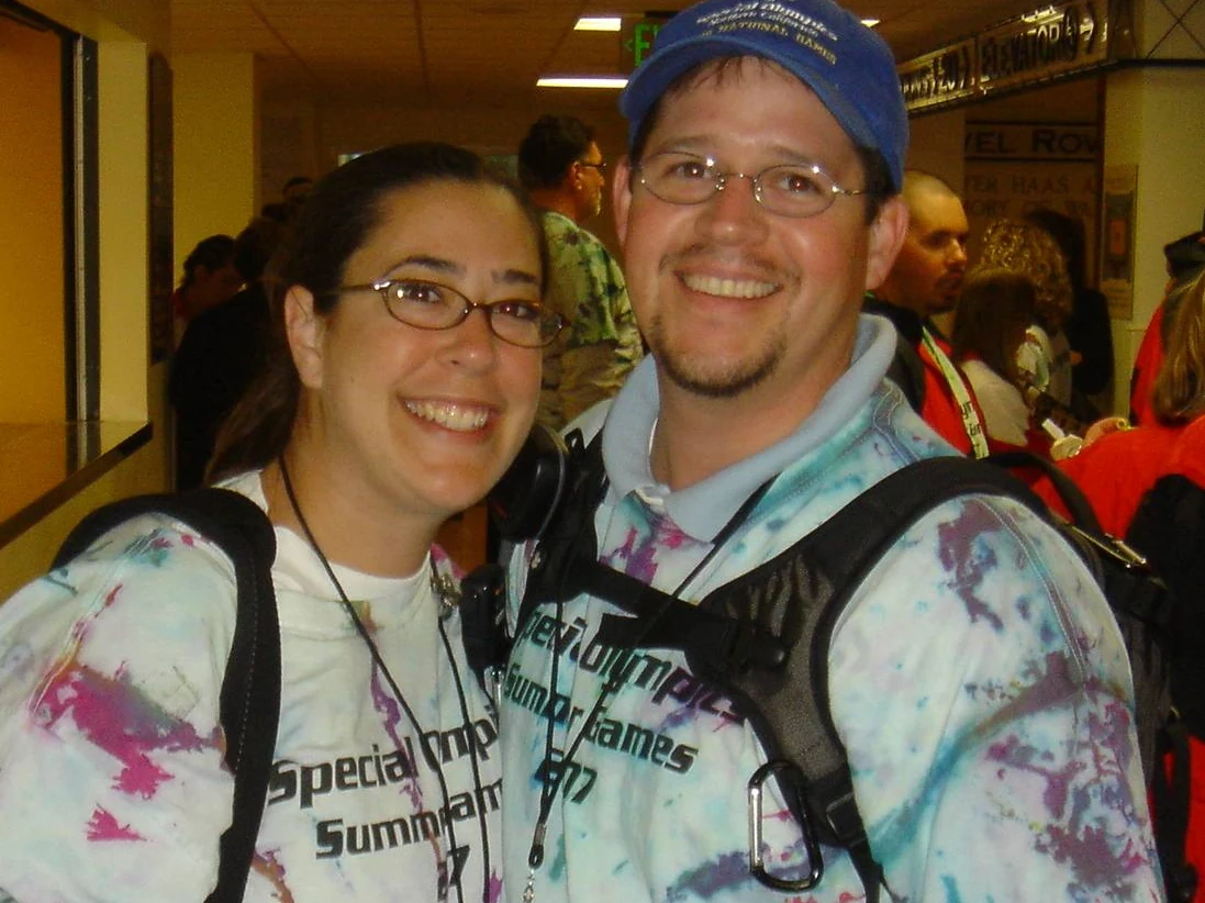 Krista and Randall Stone at a Special Olympics Summer Games event in 1997