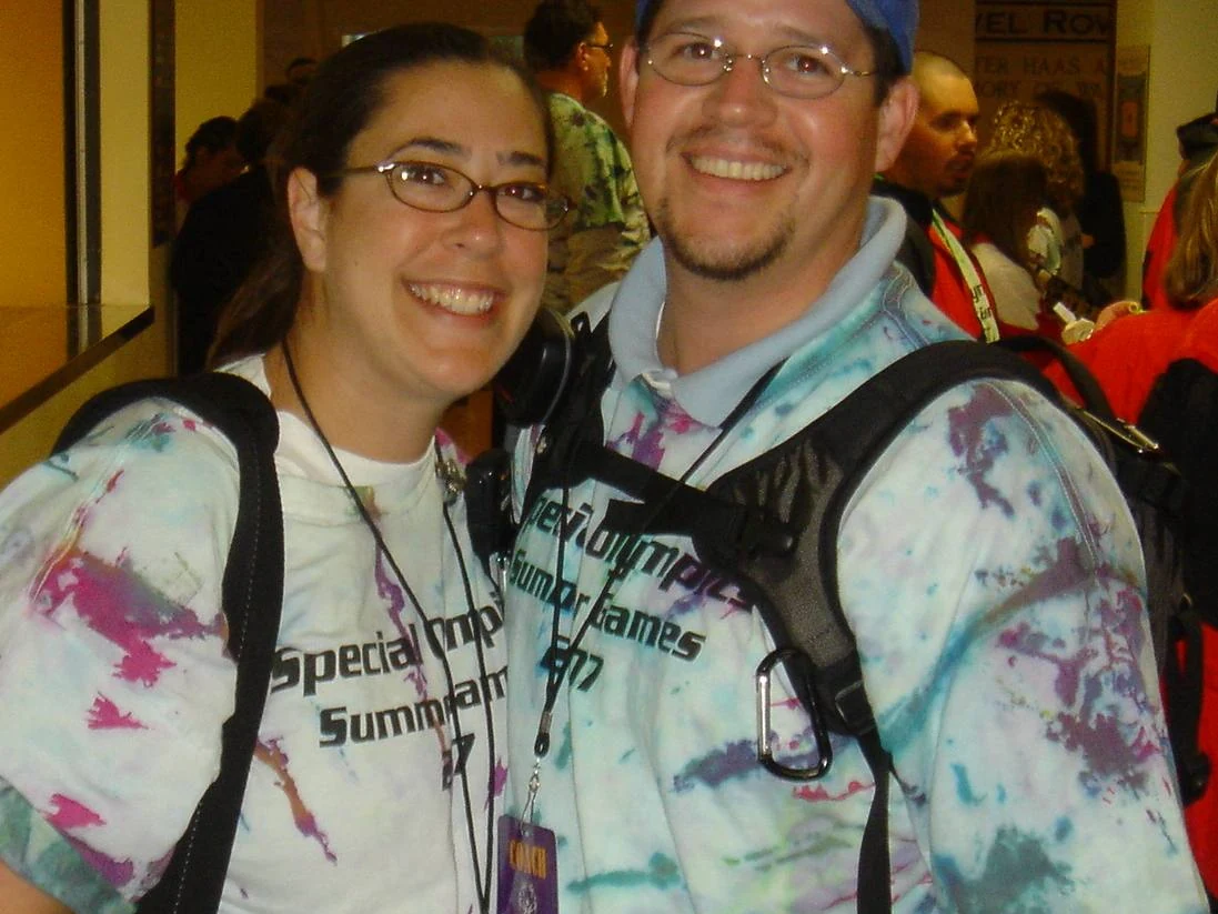 Krista and Randall Stone together at a Special Olympics Summer Games event in 1997