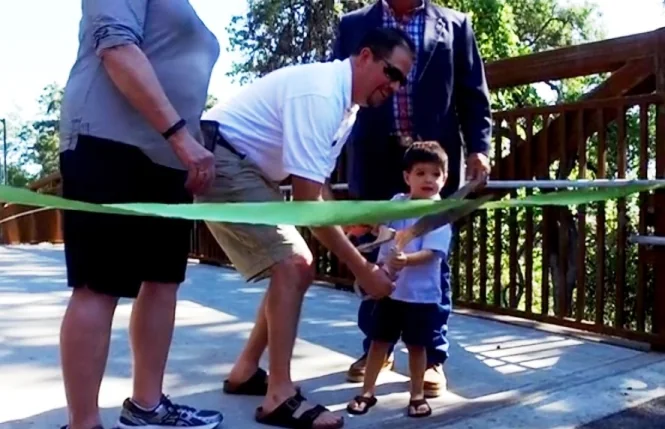 Rhys Stone participating in the Comanche Creek Greenway ribbon cutting