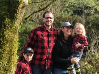 Randall and Krista Stone with Rhys and Karden in Fort Bragg, California, January 2021