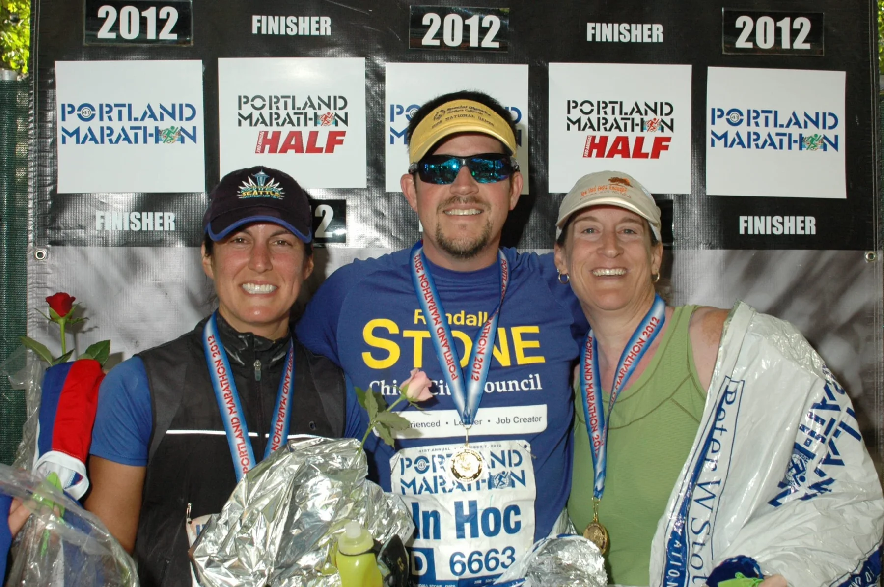 Randall Stone with fellow finishers after the 2012 Portland Marathon
