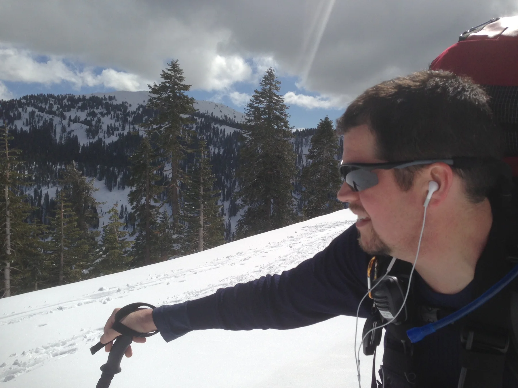 Randall Stone traveling through snowy mountain terrain