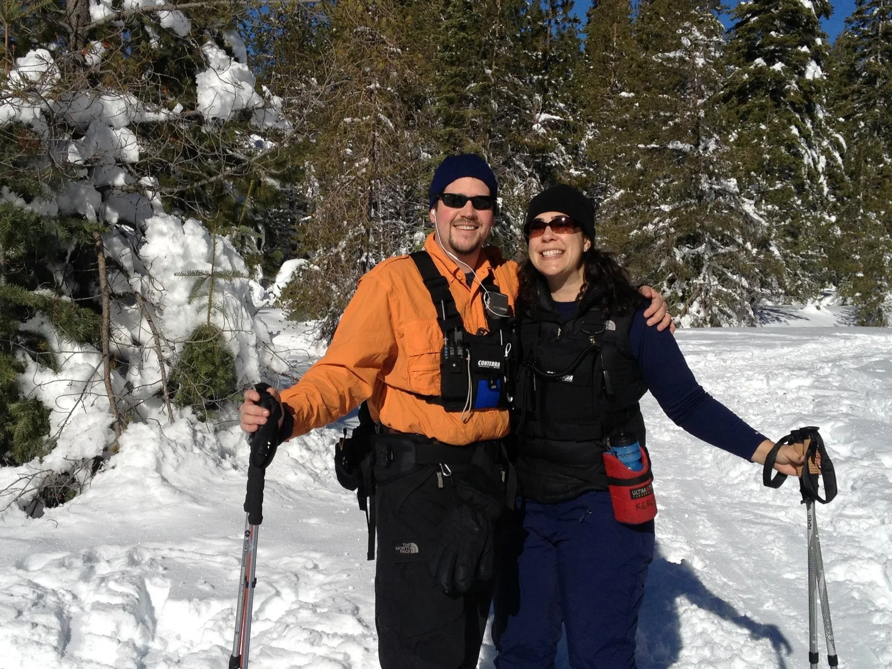 Randall and Krista Stone snowshoeing together