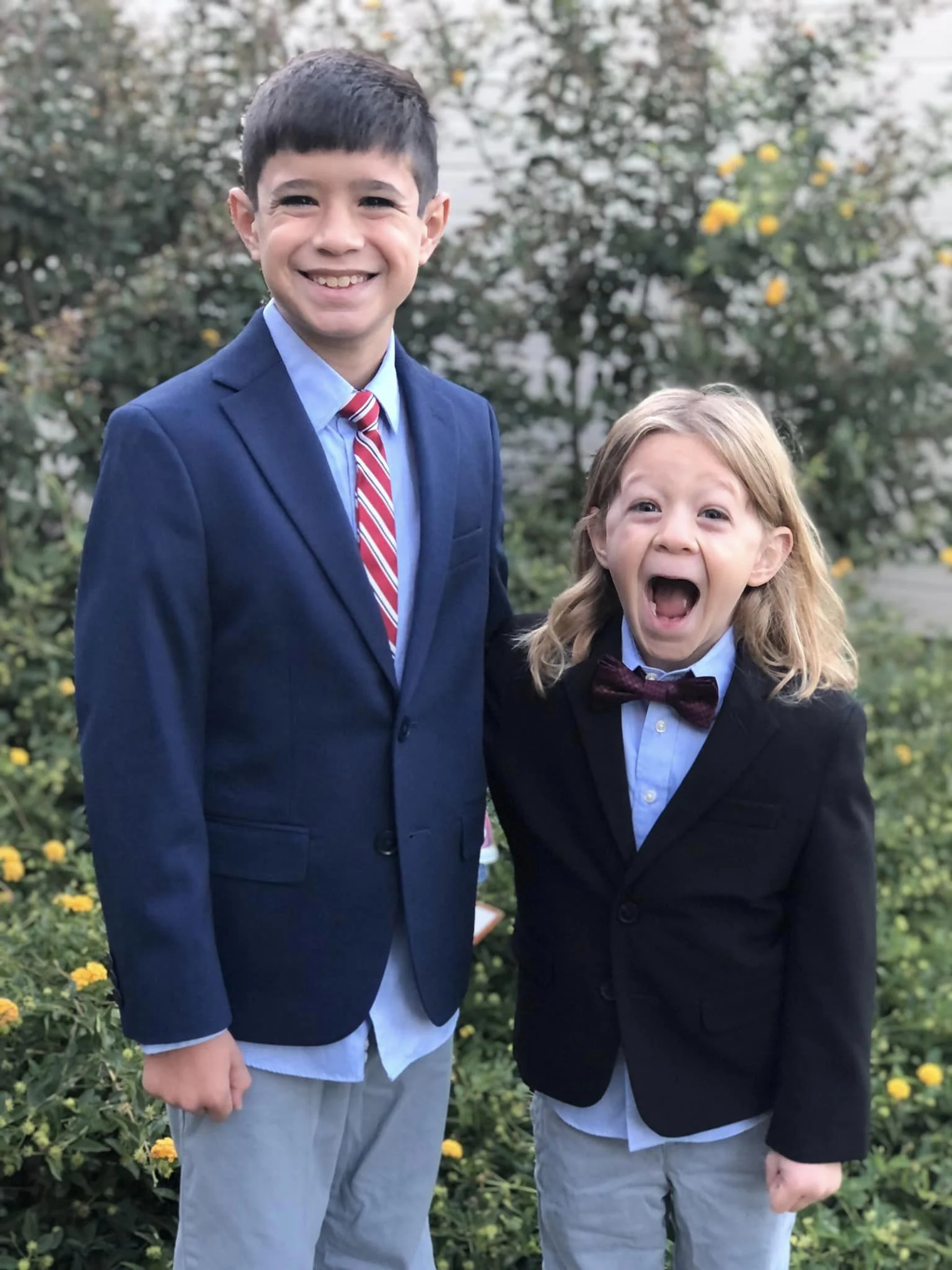 Rhys and Karden Stone dressed in jackets for a family occasion in Chico