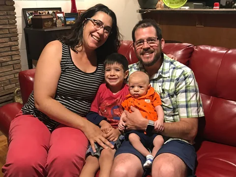 Stone family together at home in 2018