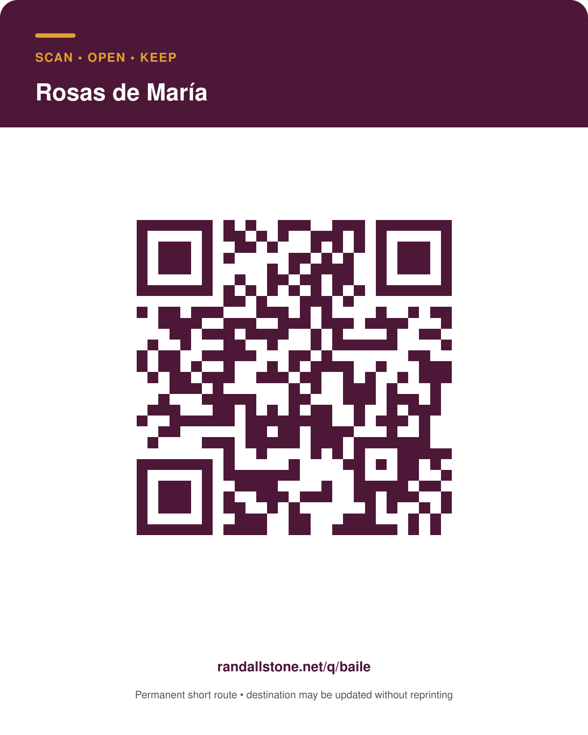 Printable QR card for Ballet Folklórico Rosas de María