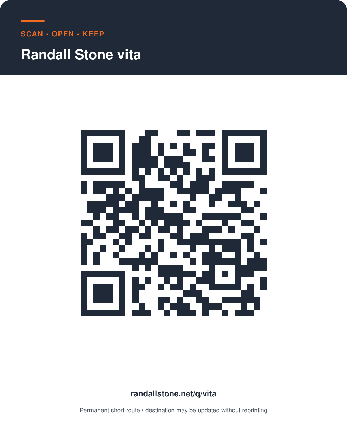 Printable QR card for Linked vita